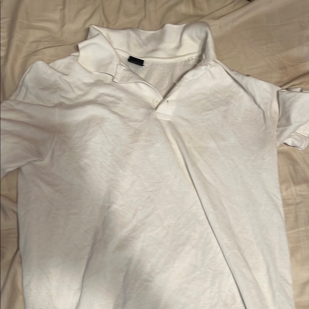 Hanes White Polo Shirt Cotton Blend Classic